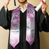 Polynesian Pattern Graduation Stole With Plumeria Pink