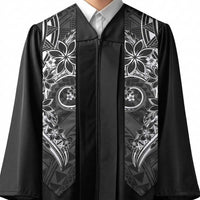 Polynesian Pattern With Plumeria Flowers Graduation Stole Black LT05 - Polynesian Pride