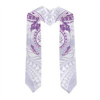 Polynesian Pattern With Plumeria Flowers Graduation Stole Purple