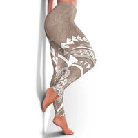Polynesian Pride Leggings Turtle Hibiscus Luxury Style - Beige - Polynesian Pride
