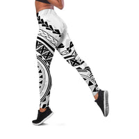 Polynesian Pride Leggings Turtle Hibiscus Luxury Style - White - Polynesian Pride