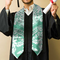 Polynesian Tiare Flower Cyan Pastel Graduation Stole