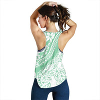 Polynesian Tiare Flower Cyan Pastel Women Racerback Tank