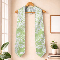 Polynesian Tiare Flower Sage Green Pastel Graduation Stole
