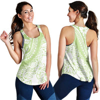 Polynesian Tiare Flower Sage Green Pastel Women Racerback Tank