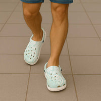 Polynesian Tiare Monstera Seafoam Green Clogs Shoes Liquid Style - Polynesian Pride