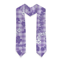 Poni Aloha Hawaii Graduation Stole Plumeria Lei With Palaka Motif LT14 One Size Purple - Polynesian Pride