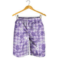 Poni Aloha Hawaii Shorts for Men Plumeria Lei With Palaka Motif - Polynesian Pride