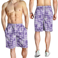 Poni Aloha Hawaii Shorts for Men Plumeria Lei With Palaka Motif - Polynesian Pride