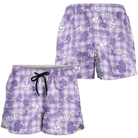Poni Aloha Hawaii Shorts for Women Plumeria Lei With Palaka Motif - Polynesian Pride