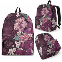 Poni Mama Hawai'i Hibiscus Backpack Polynesian Tribal Tattoo Pattern Floral Elements
