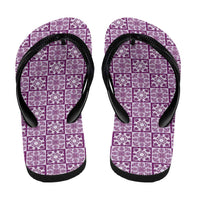 Poni Palaka Quilt Hawaii Flip Flops Hawaiian Tropical Monstera Sea Turtle