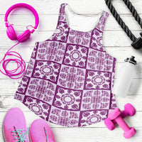 Poni Palaka Quilt Hawaii Women Racerback Tank Hawaiian Tropical Monstera Sea Turtle