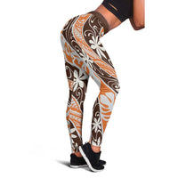 Puatou Tahiti Tiare Monstera Leggings Polynesian Pattern Curve Style - Polynesian Pride
