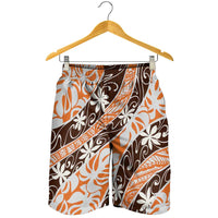 Puatou Tahiti Tiare Monstera Shorts for Men Polynesian Pattern Curve Style - Polynesian Pride