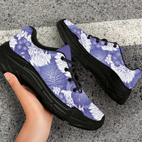 Purple Aloha Hawaii Chunky Sneakers Monstera Hibiscus Plumeria Seamless Vibes LT14 - Polynesian Pride