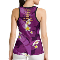 Purple Banana Leaf Hawaii Hollow Tank Top Lau Maia Plumeria Tropical Summer Vibes