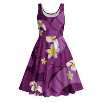 Purple Banana Leaf Hawaii Midi Dress Lau Maia Plumeria Tropical Summer Vibes