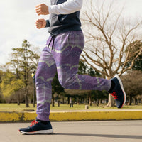 Purple Hawaii Palaka Honohono Pikake Jogger Pants Hawaiian Orchid Lei Polynesian Pattern - Polynesian Pride