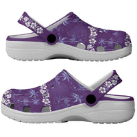 Purple Hawaii Palm Tree Hibiscus Clogs Shoes Fantasy Summer Vibe