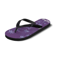 Purple Hawaii Palm Tree Hibiscus Flip Flops Fantasy Summer Vibe