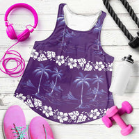 Purple Hawaii Palm Tree Hibiscus Women Racerback Tank Fantasy Summer Vibe