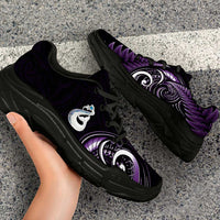 Purple New Zealand Chunky Sneakers Aotearoa Silver Fern With Manaia Maori Unique