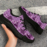 Purple Palaka Hawaii Cowboy Chunky Sneakers Puakenikeni Lei Paniolo Papale Seamless Vibes - Polynesian Pride