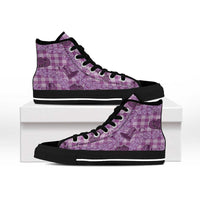 Purple Palaka Hawaii Cowboy High Top Shoes Puakenikeni Lei Paniolo Papale Seamless Vibes - Polynesian Pride