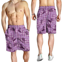 Purple Palaka Hawaii Cowboy Shorts for Men Puakenikeni Lei Paniolo Papale Seamless Vibes - Polynesian Pride