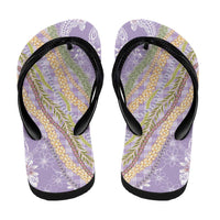 Purple Palaka Hawaii Leis Flip Flops Hawaiian-plaid Elegant Tropical Vibes - Polynesian Pride