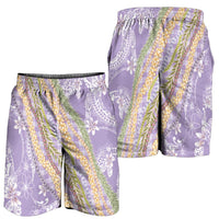 Purple Palaka Hawaii Leis Shorts for Men Hawaiian-plaid Elegant Tropical Vibes - Polynesian Pride