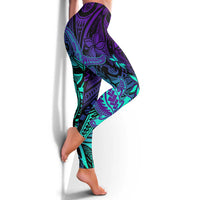 Purple Paradise Polynesian Leggings Hawaiian Tribal Hammerhead Shark LT14