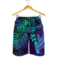 Purple Paradise Polynesian Shorts for Men Hawaiian Tribal Hammerhead Shark LT14