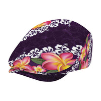 Purple Polynesia Jeff Hat Plumeria With Hibiscus Pattern Tropical Vibes - Polynesian Pride
