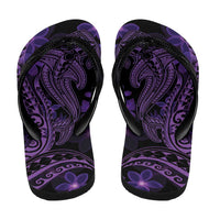 Purple Polynesia Shark Tattoo Flip Flops Polynesian Plumeria - Polynesian Pride