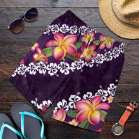 Purple Polynesia Shorts for Men Plumeria With Hibiscus Pattern Tropical Vibes LT14 Purple - Polynesian Pride
