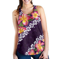 Purple Polynesia Women Racerback Tank Plumeria With Hibiscus Pattern Tropical Vibes - Polynesian Pride