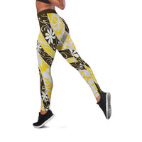 Rearea Tahiti Tiare Monstera Leggings Polynesian Pattern Curve Style - Polynesian Pride
