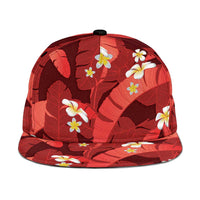Red Banana Leaf Hawaii Snapback Cap Lau Maia Plumeria Tropical Summer Vibes