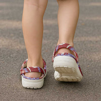 Red Hawaii Palaka Honohono Pikake Clogs Shoes Hawaiian Orchid Lei Polynesian Pattern - Polynesian Pride