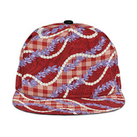 Red Hawaii Palaka Honohono Pikake Snapback Cap Hawaiian Orchid Lei Polynesian Pattern LT14 One Size Red - Polynesian Pride