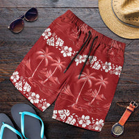 Red Hawaii Palm Tree Hibiscus Shorts for Men Fantasy Summer Vibe