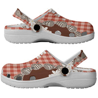 Red Hawaii Tiare and Shell Lei Clogs Shoes Hawaiian Palaka Luxury Vibes - Polynesian Pride