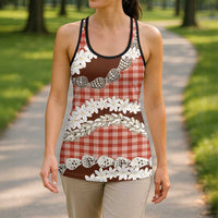 Red Hawaii Tiare and Shell Lei Hollow Tank Top Hawaiian Palaka Luxury Vibes - Polynesian Pride