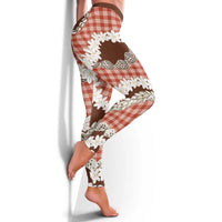 Red Hawaii Tiare and Shell Lei Leggings Hawaiian Palaka Luxury Vibes - Polynesian Pride