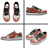 Red Hawaii Tiare and Shell Lei Low Sneakers Hawaiian Palaka Luxury Vibes - Polynesian Pride