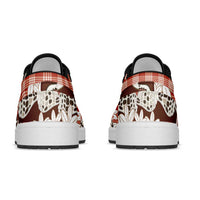 Red Hawaii Tiare and Shell Lei Low Sneakers Hawaiian Palaka Luxury Vibes LT14 - Polynesian Pride