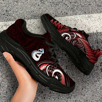Red New Zealand Chunky Sneakers Aotearoa Silver Fern With Manaia Maori Unique