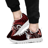 Red New Zealand Sneakers Aotearoa Silver Fern With Manaia Maori Unique LT14 - Polynesian Pride